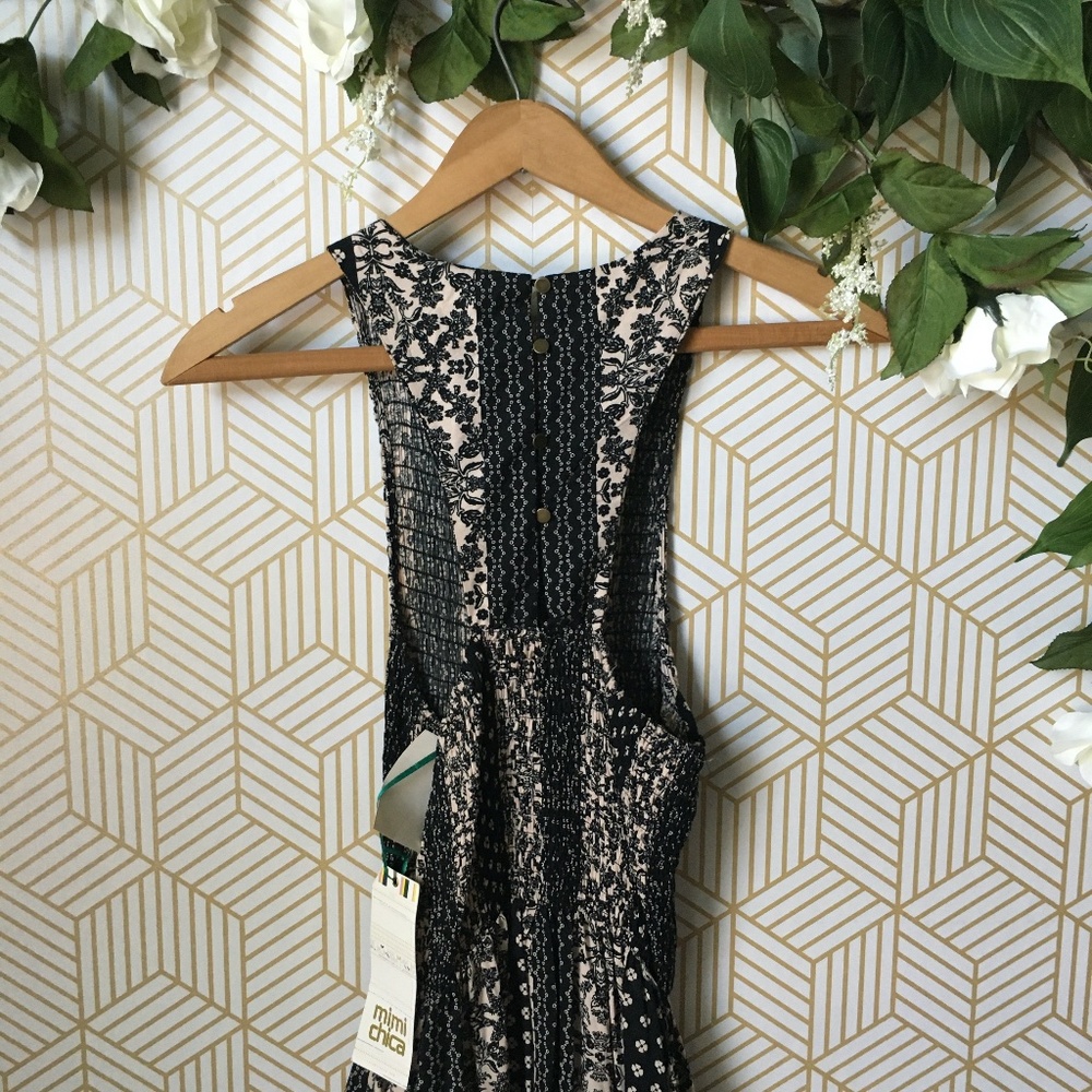 Mimi Chica Black Taupe Dress with Pockets Large